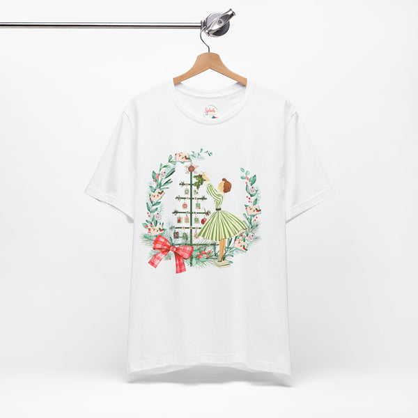 Mahjong Christmas Tee,Vintage Girl, Book Lover, Festive Mahj Gift - Splash of Color Co.
