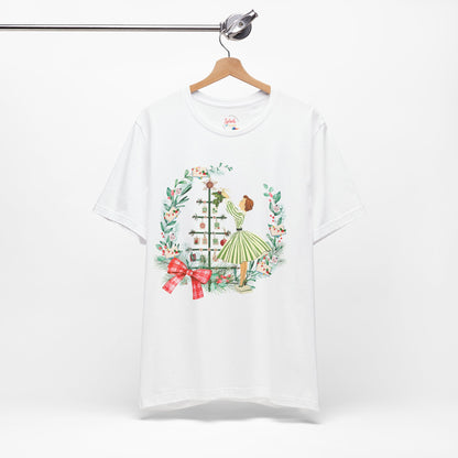 Mahjong Christmas Tee,Vintage Girl, Book Lover, Festive Mahj Gift - Splash of Color Co.