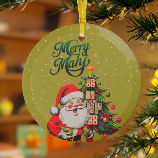 Merry Mahj Mahjong Christmas Nostalgic Santa Mahj Whimsical Tile Tree Holiday Ornament
