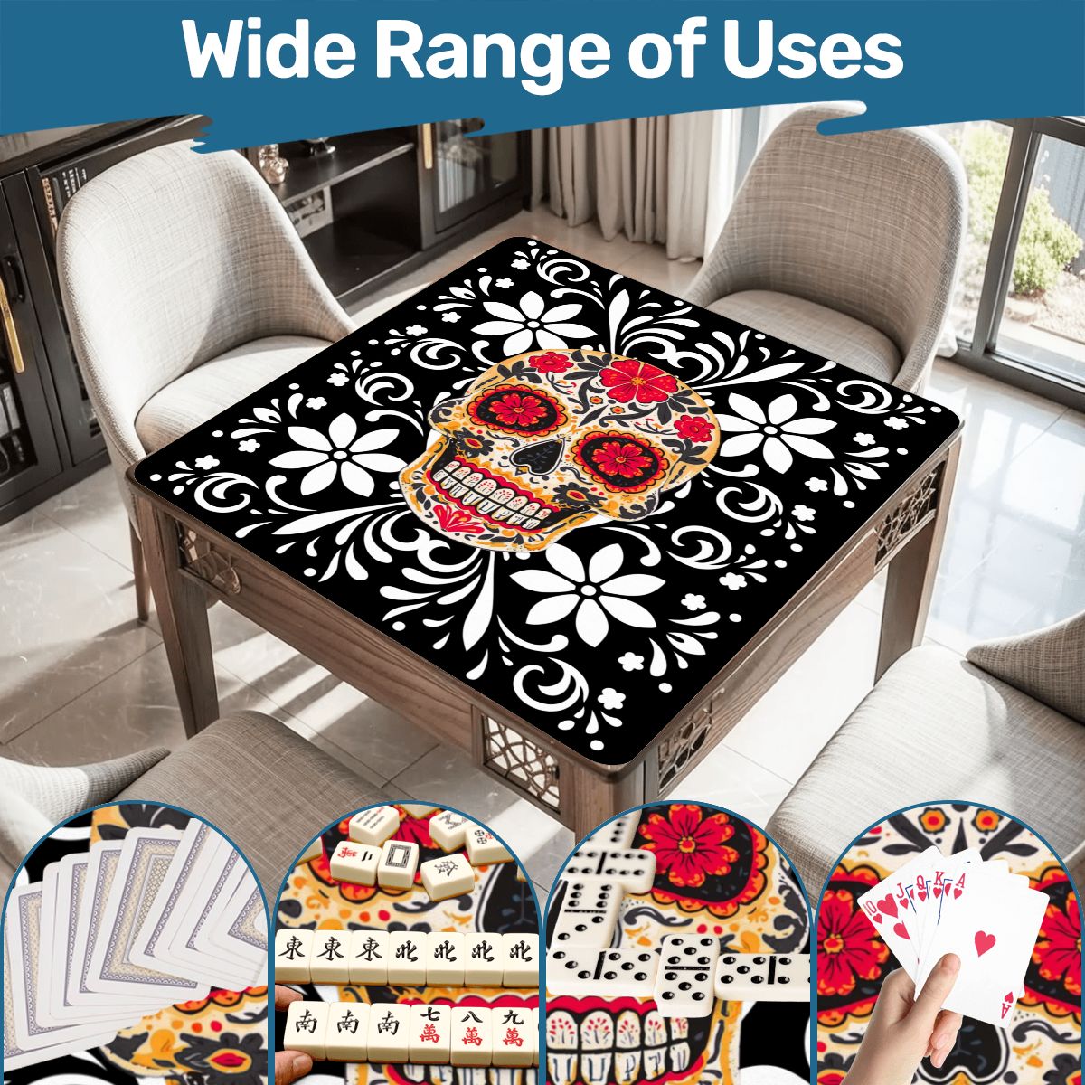 Sugar Skull Mahjong Mat - Splash of Color Co.