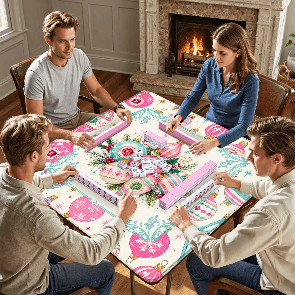 Shiny And Brite Nostalgic Mahjong Christmas Mat - Splash Of Mahj And Color Co.