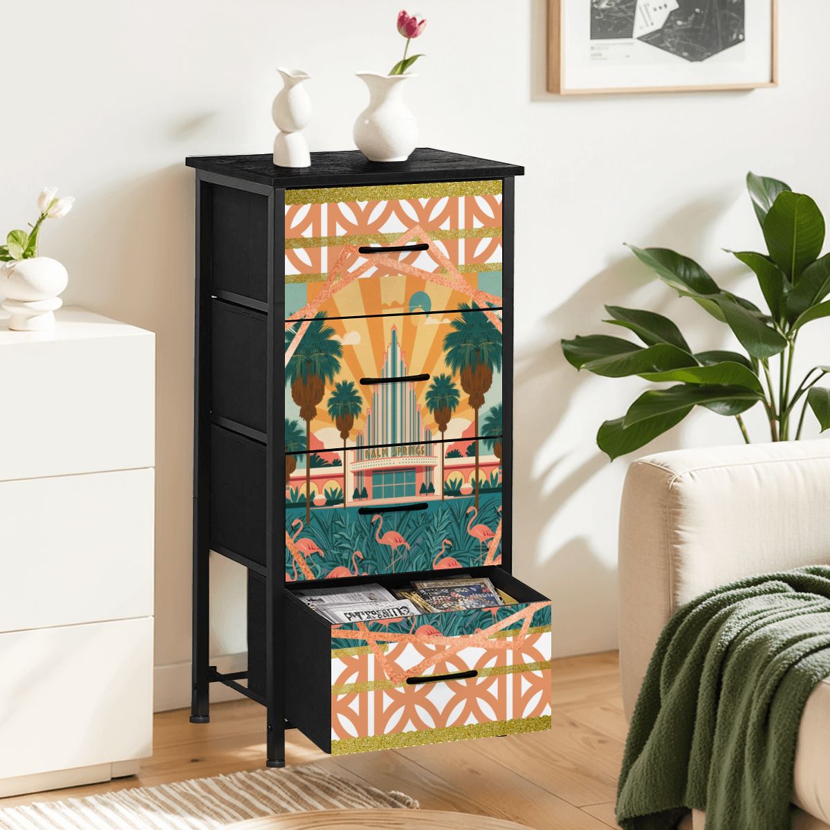 Art Deco Palm Springs California 4 - Drawer Dresser - Splash of Color Co.