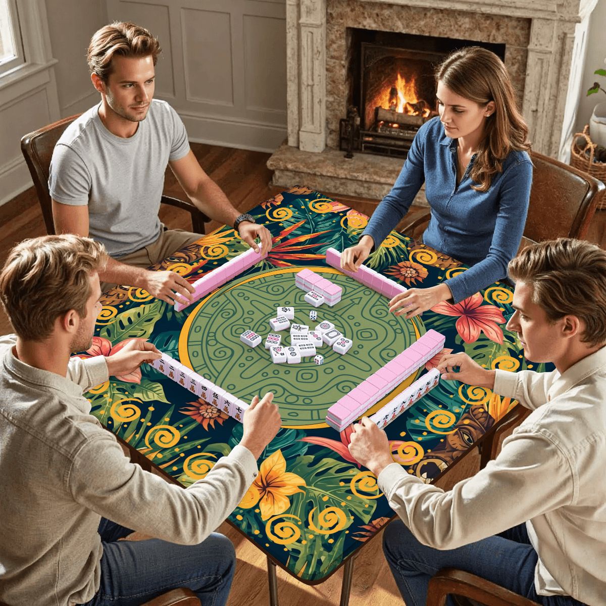 Tiki Time Infusion Tropical Mahjong Mat - Splash of Color Co.
