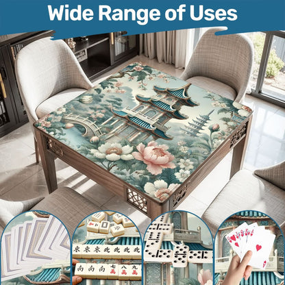 Asian Pagoda Gardens Chinoiserie Mahjong Mat - Splash of Color Co.
