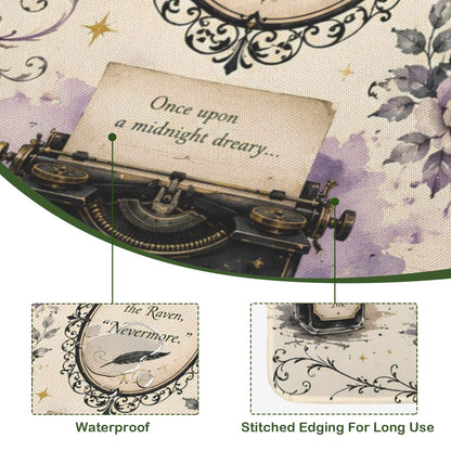 Poe Gothic Halloween Stitched-Edge Mahjong Table Mat 33" x 33"