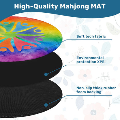 LGBTQ Rainbow Tie Dye Round Mahjong Mat