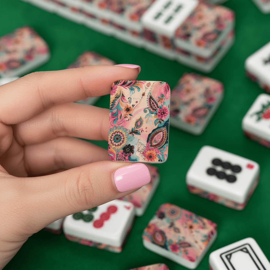 Boho Floral Infusion Bejweled Watercolor American Mahjong Tiles And Carry Case - Splash Of Mahj And Color Co.
