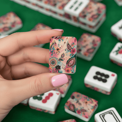 Boho Floral Infusion Bejweled Watercolor American Mahjong Tiles And Carry Case - Splash Of Mahj And Color Co.