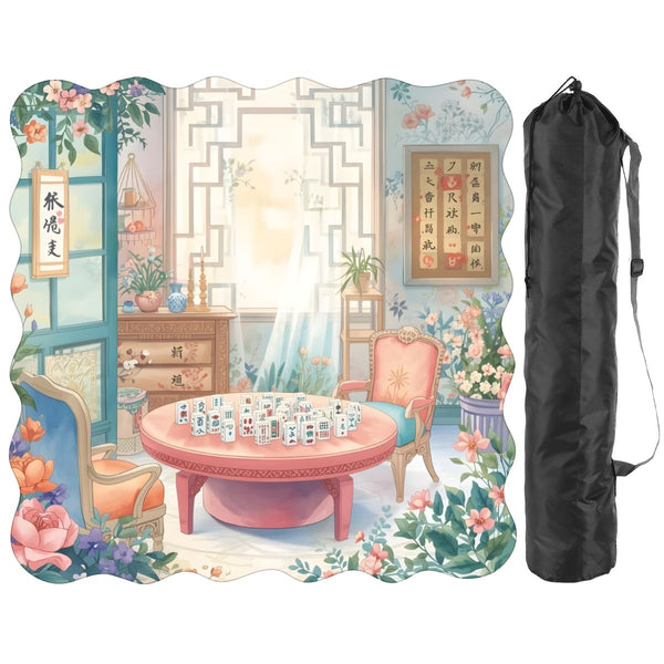 Mahjong Garden Tea Room Dainty Scalloped Mahjong Mat - Splash of Color Co.