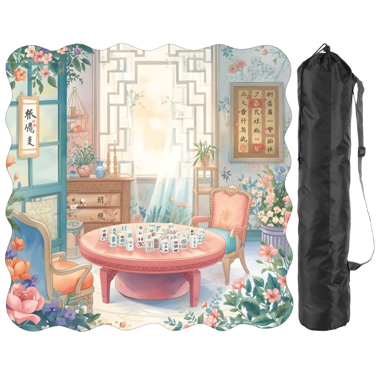 Mahjong Garden Tea Room Dainty Scalloped Mahjong Mat - Splash of Color Co.