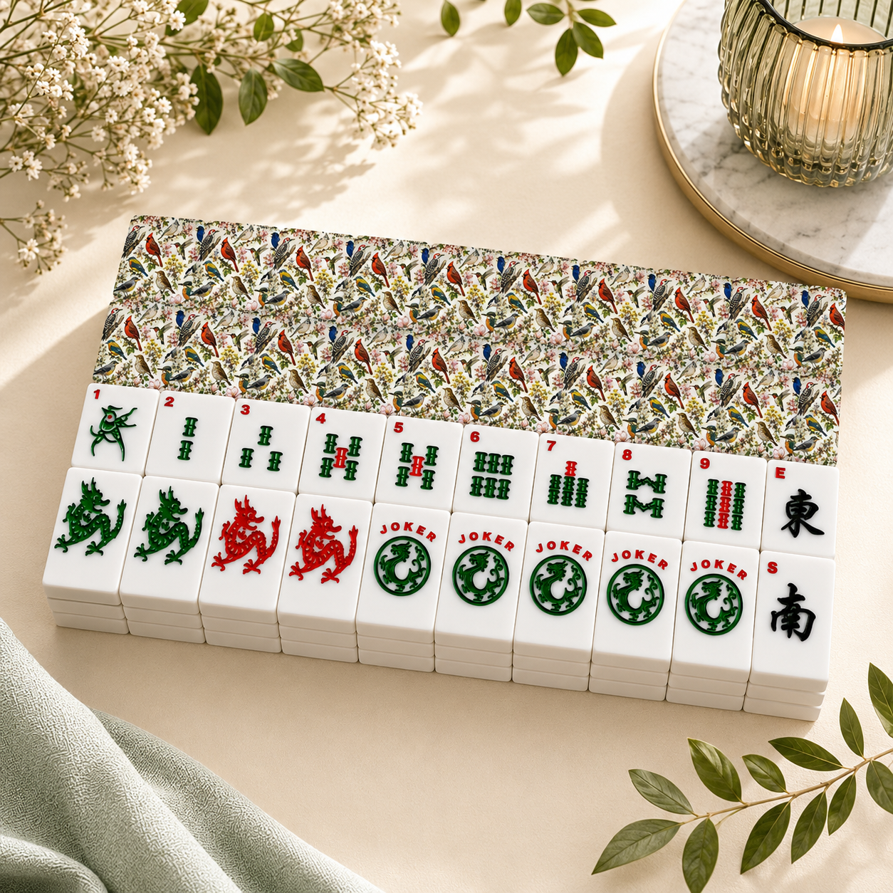 Vintage Birdwatcher's Society American Mahjong Tiles And Carry Case