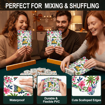 The Jungle King Scalloped Mahjong Shuffler Cards  Set of 4