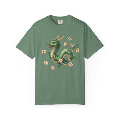 Mahjong Dragon T-Shirt — Vintage Green Dragon Mahjong Tiles Tee - Splash of Color Co.