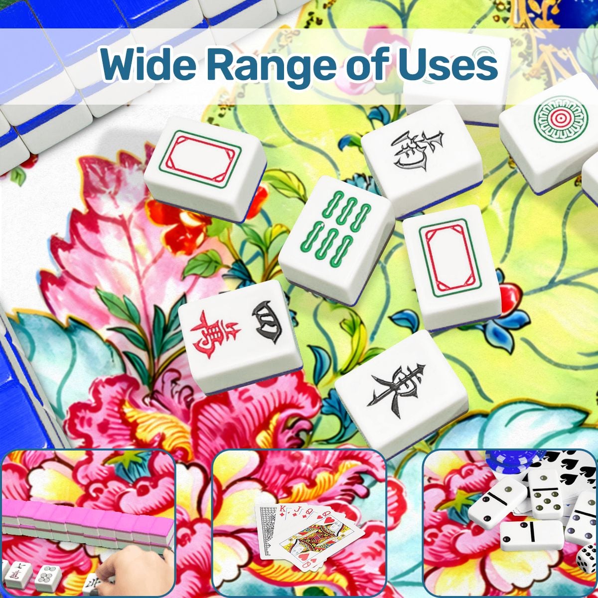 Tobacco Leaf Bam Bird Floral Watercolor Mahjong Mat