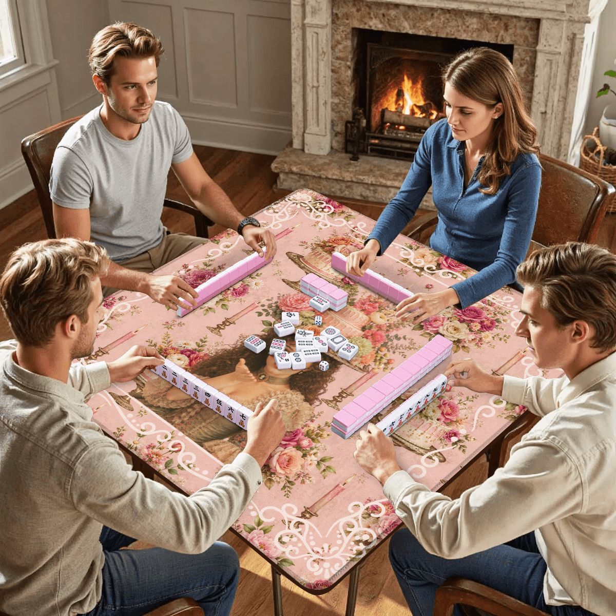 Victorian Birthday Girl, Cheeky Fun Celebration Mahjong Mat - Splash Of Mahj And Color Co.