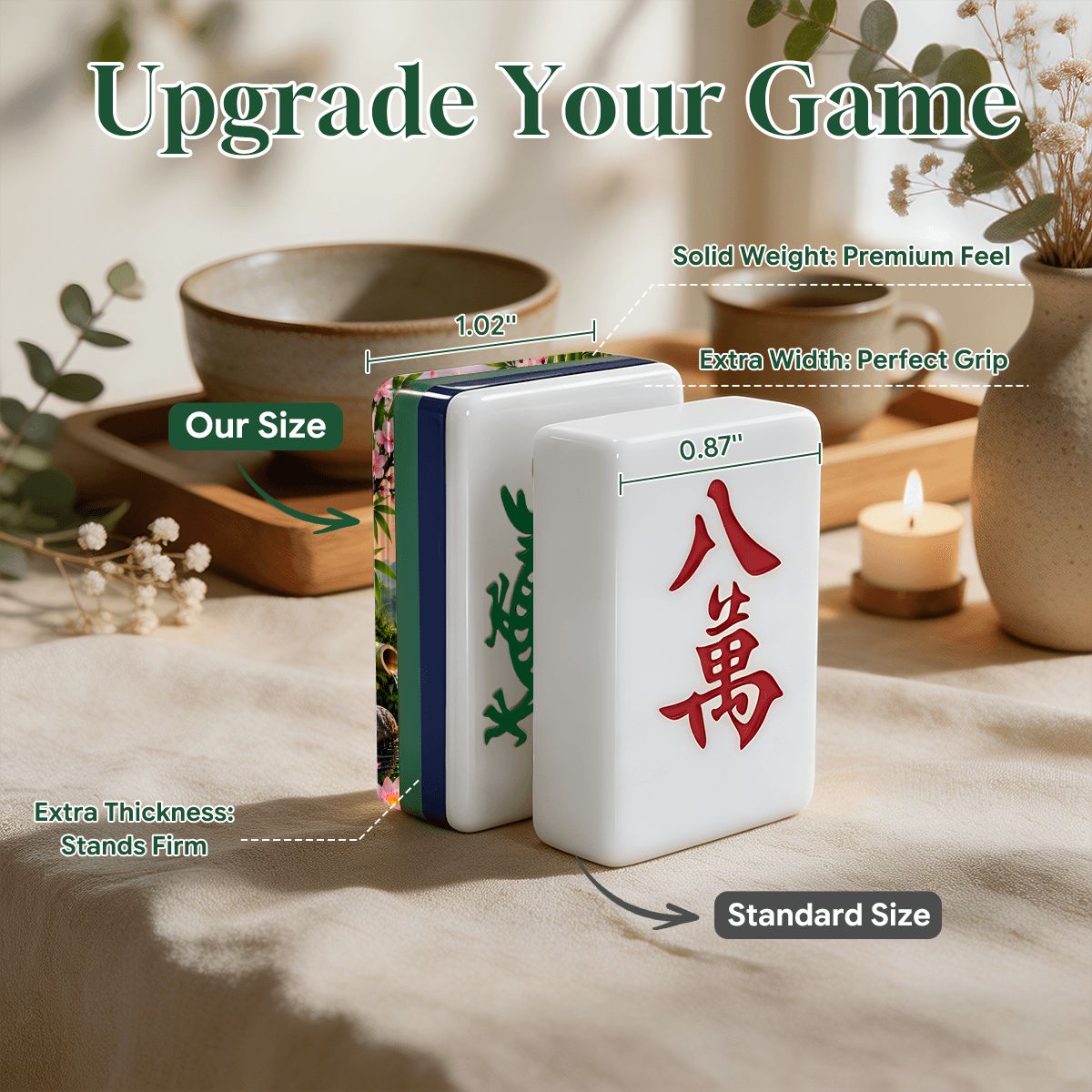 Peace And Tranquility Garden 4 Layer American Mahjong Tiles Blue Green And Carry Case - Splash Of Mahj And Color Co.