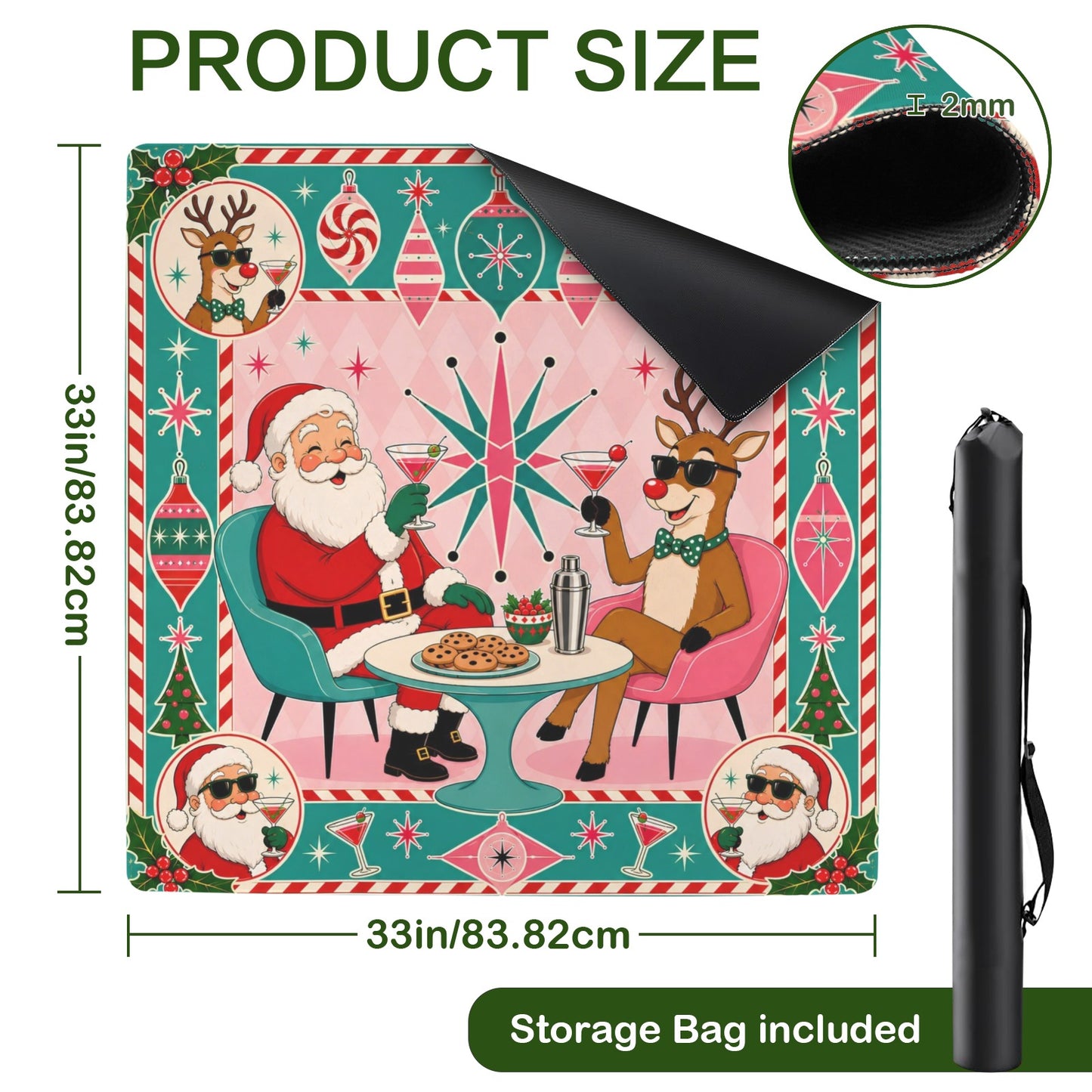 Santa's Working Hard Shop Mahjong Christmas Mat