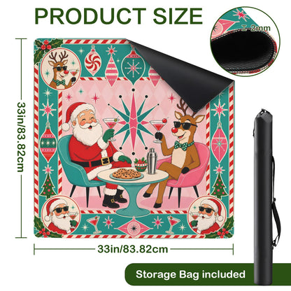 Santa's Working Hard Shop Mahjong Christmas Mat