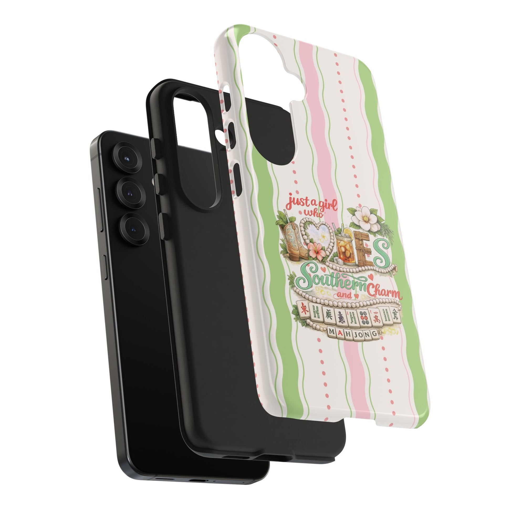 Just a Girl, Who Loves Southern Charm and Mahjong Preppy Pastel Phone Cases - Splash of Color Co.