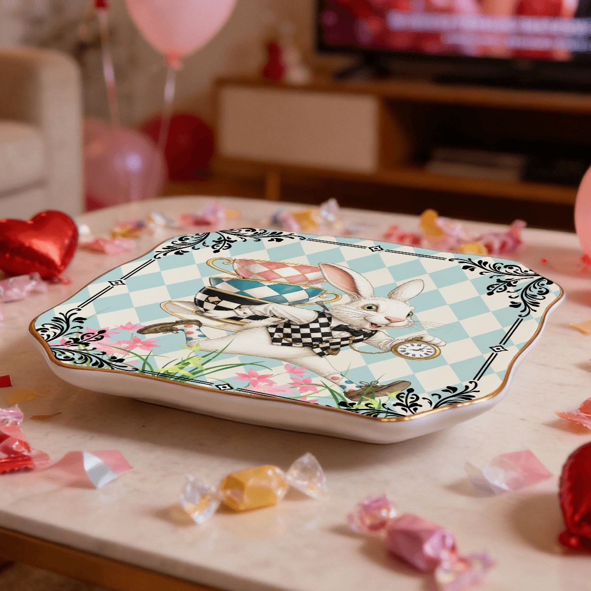 Go Ask Alice Scalloped Ceramic Mahjong Dice Tray