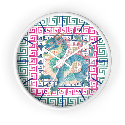 Dragon Motif Wall Clock — Colorful Asian - Inspired Geometric Design - Splash of Color Co.