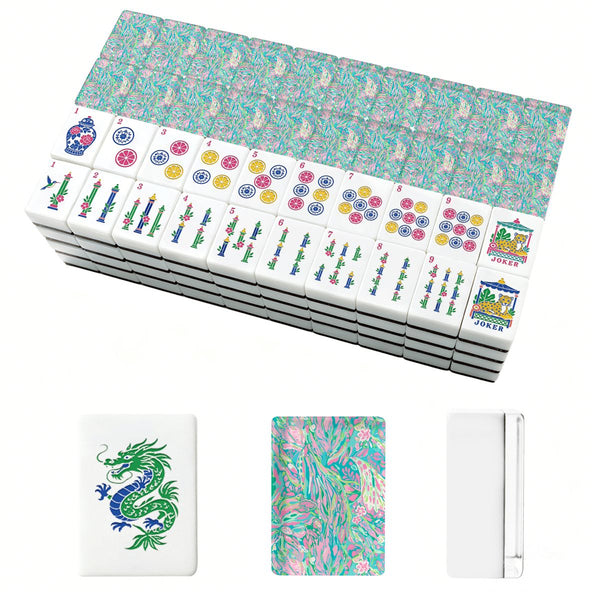 Preppy Chinoiserie Pastel American Mahjong Tiles And Carry Case