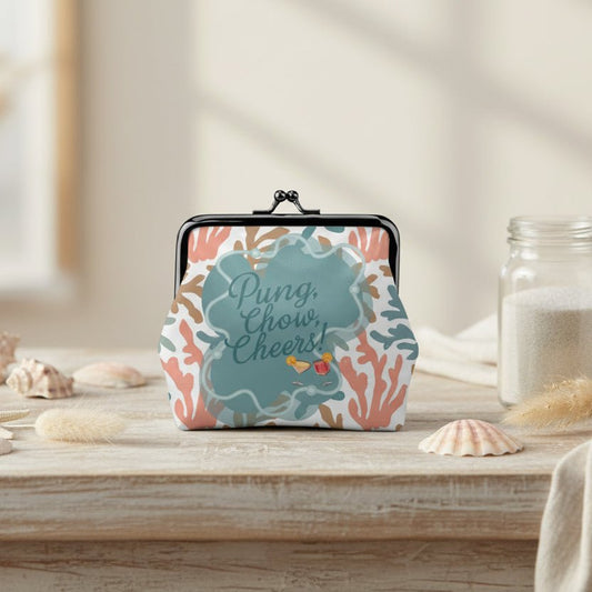 Pung Chow Cheers Mahjong Women's Leather Kiss Lock Coin Purse Mahjong - Splash Of Mahj And Color Co.
