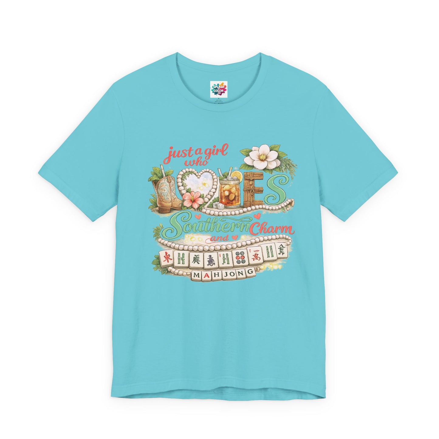 Just a Girl Who Loves Southern Charm Mahjong tee | Floral Mahjong Tiles Shirt - Splash of Color Co.