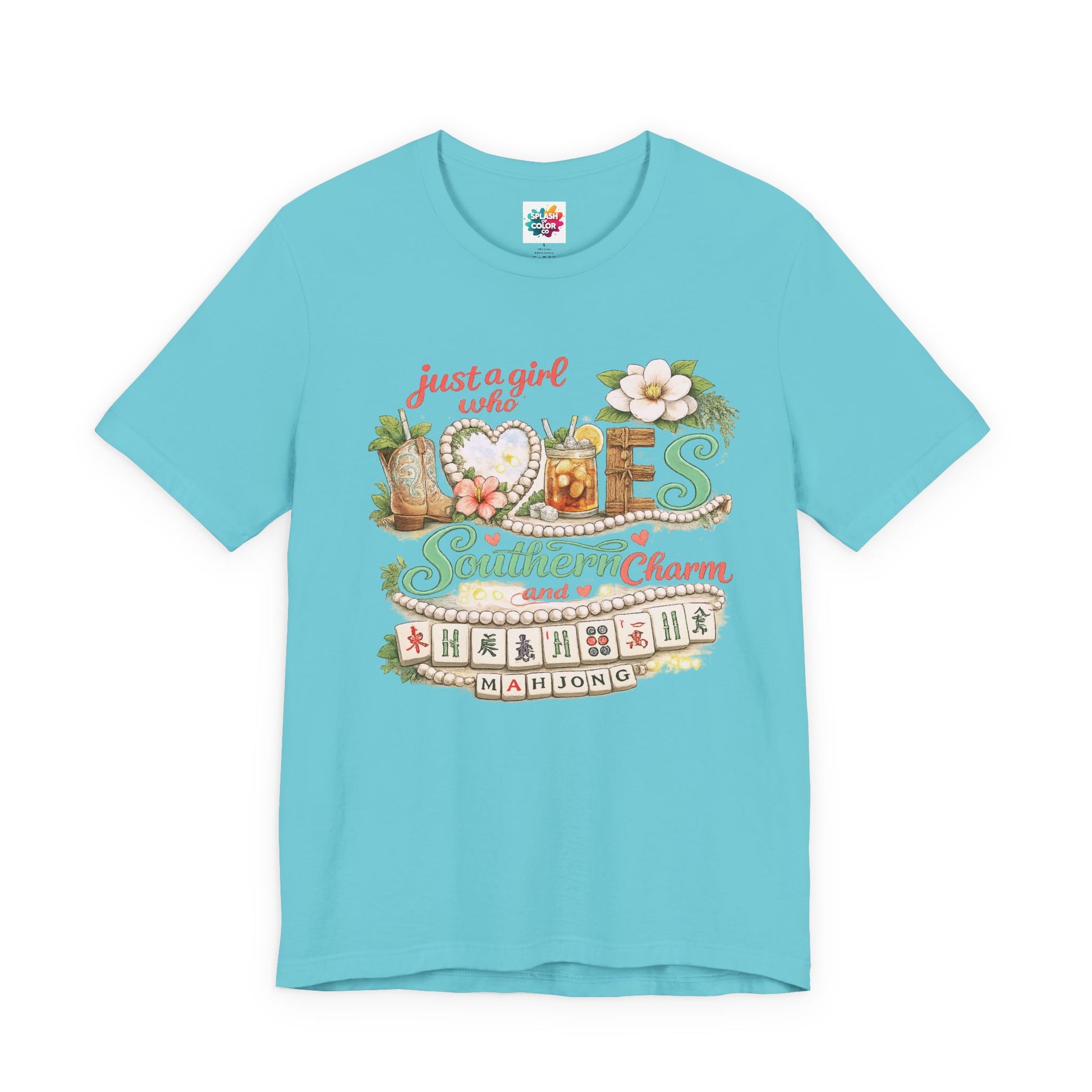 Just a Girl Who Loves Southern Charm Mahjong tee | Floral Mahjong Tiles Shirt - Splash of Color Co.