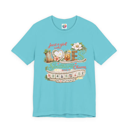 Just a Girl Who Loves Southern Charm Mahjong tee | Floral Mahjong Tiles Shirt - Splash of Color Co.