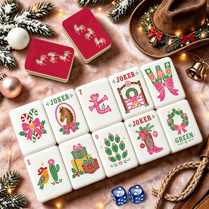 Merry Mahj Western Christmas Mahjong Tiles And Carry Case
