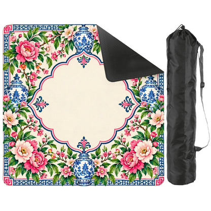 Garden Party Chinoiserie Blue Pink Mahjong Mat