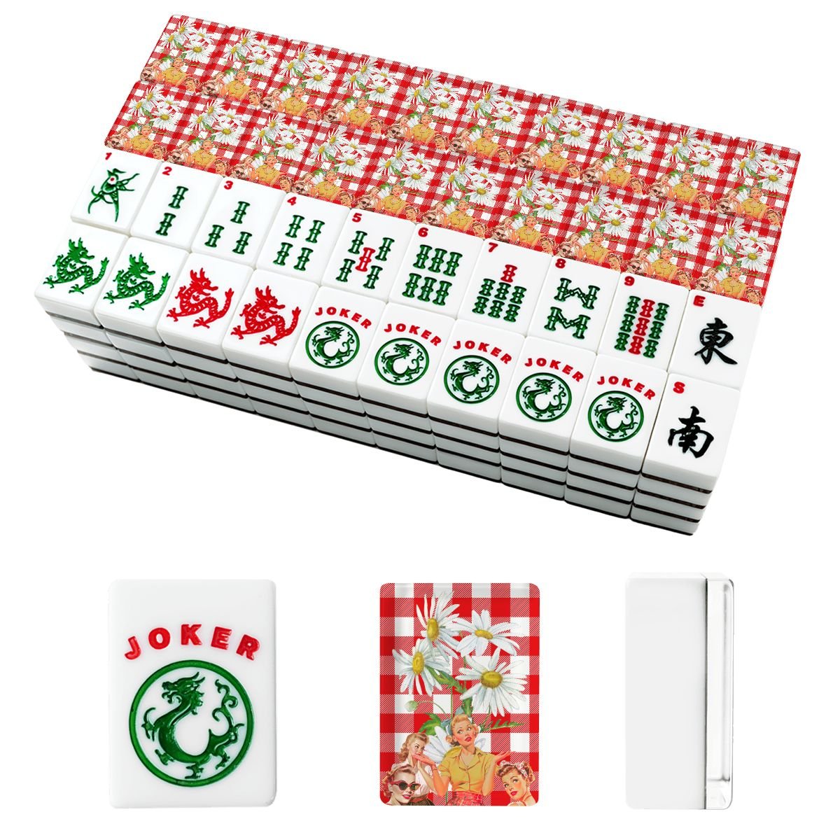 The Real Mahj Wives Red Gingham Nostalgic American Mahjong Tiles And Carry Case - Splash of Color Co.