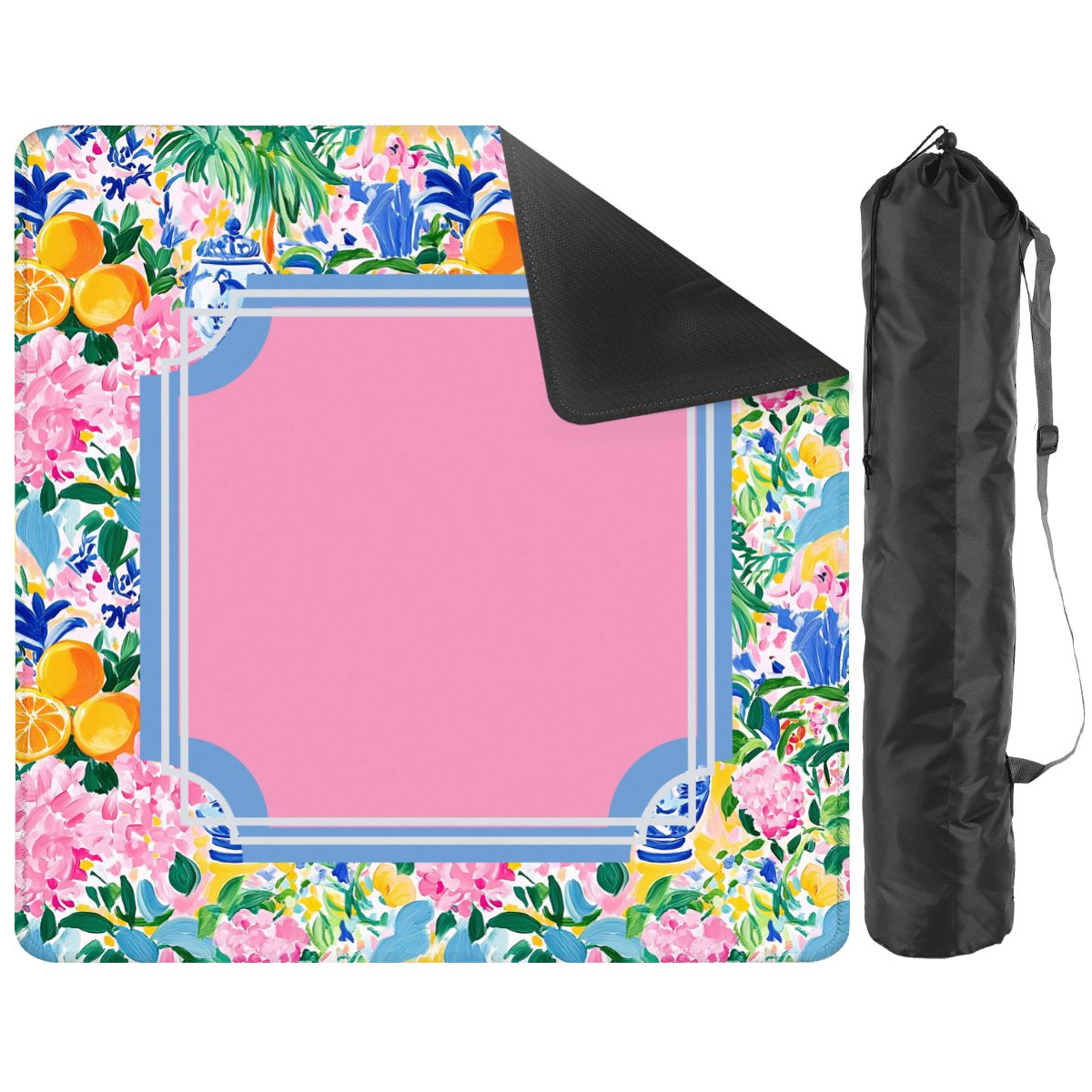 Preppy Pastel Floral Chinoiserie Mahjong Mat 33"x33" - Splash of Color Co.