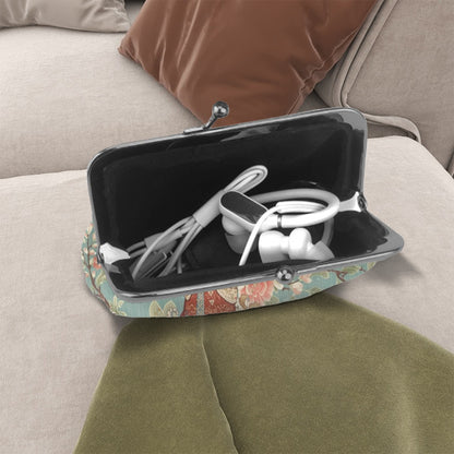 Geisha Girl Asian Floral Women's Leather Kiss Lock Coin Purse - Splash of Color Co.