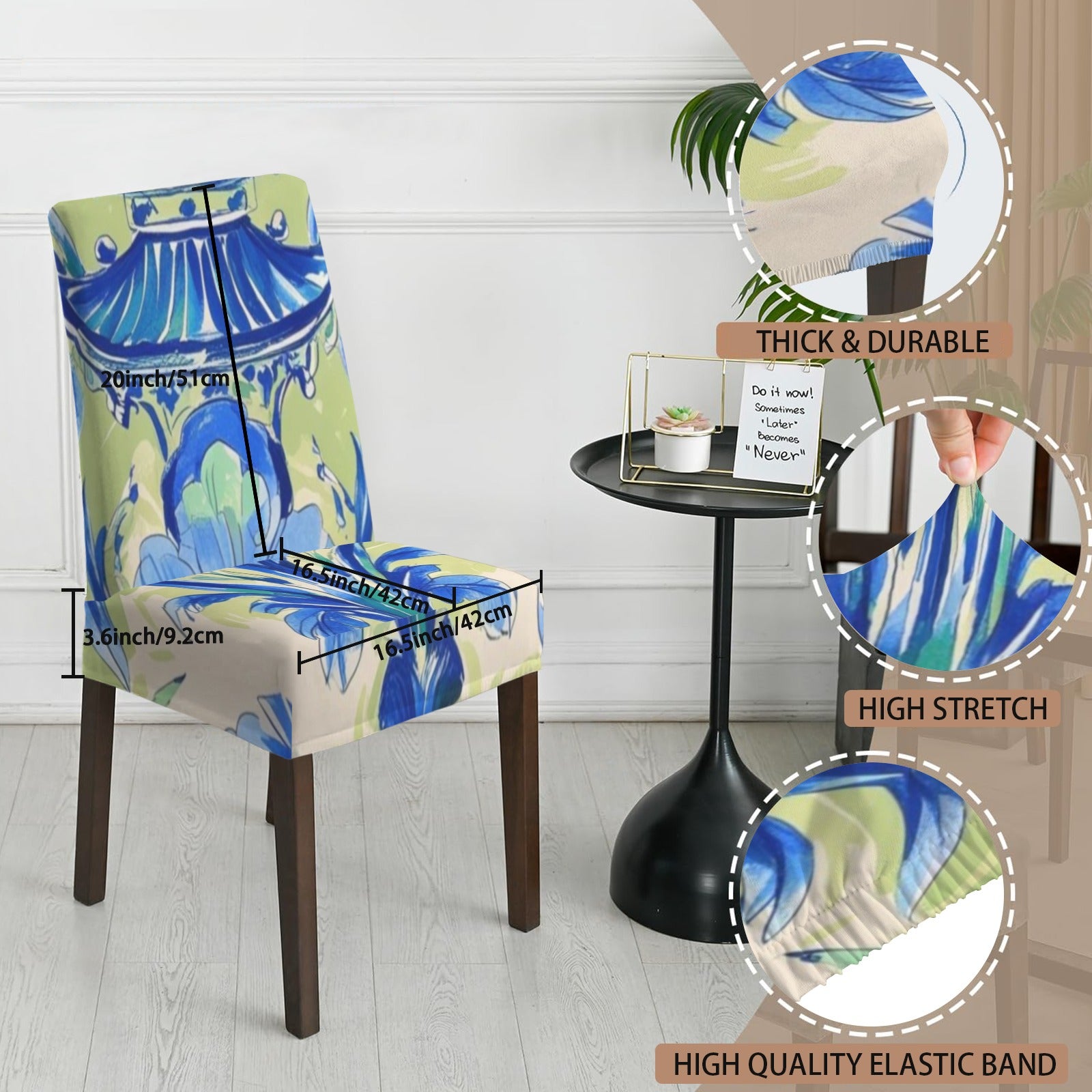 Chinoiserie Pagoda Asian Zen Green Blue Watercolor Designed Chair Covers Custom Chair Covers - Splash of Color Co.