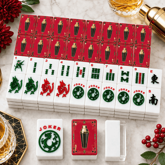 Art Deco Speakeasy Cocktail Shaker American Mahjong Tiles And Carry Case Bundle - Splash of Color Co.