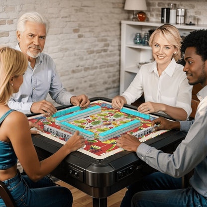Mahjong Mat Floral Heritage Rust, Yellow Blue, Preppy Mahj Mat Coordinates Well With Heritage Tiles