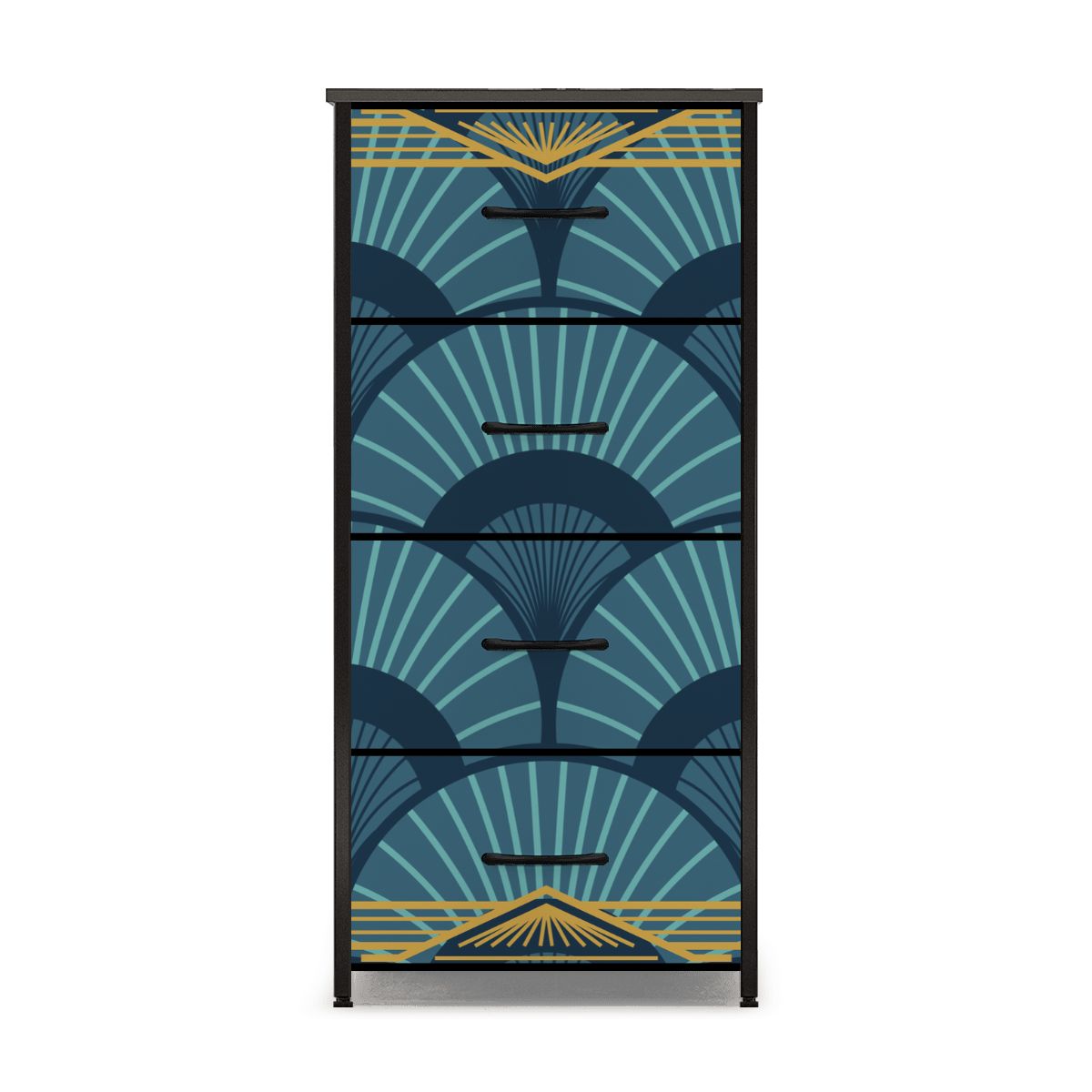 Art Deco Gilded Gold, Royal Blue 4 - Drawer Dresser - Splash of Color Co.