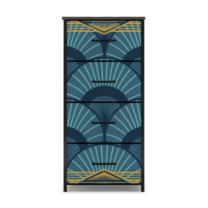 Art Deco Gilded Gold, Royal Blue 4 - Drawer Dresser - Splash of Color Co.