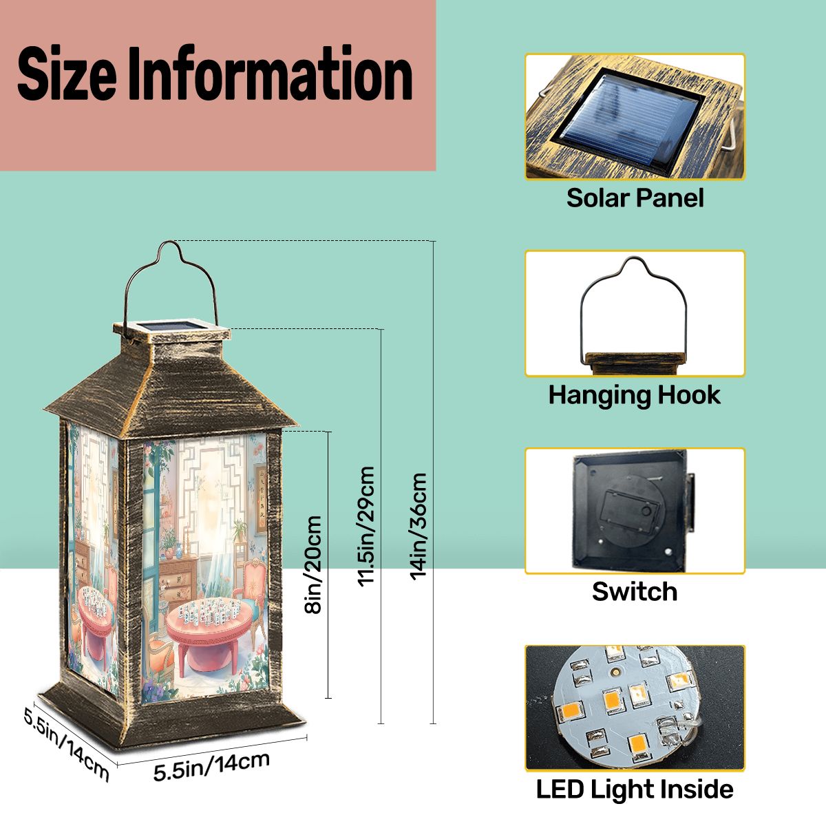 Mahjong Garden Tea Room Solar Lantern - Splash of Color Co.