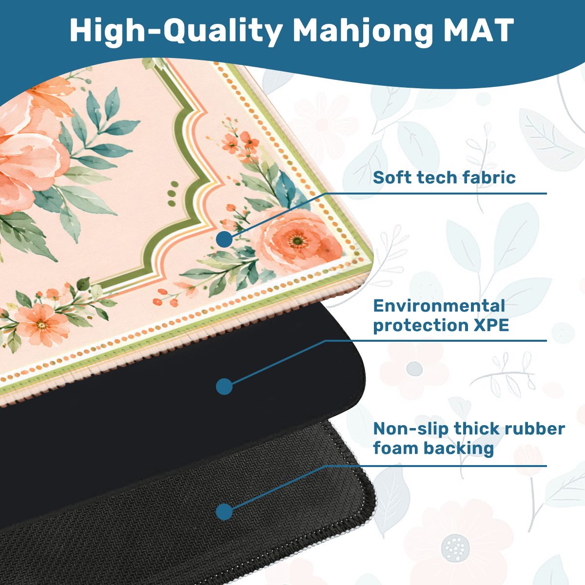 Poppy And Jade Soft Watercolor Mahjong Mat - Splash Of Mahj And Color Co.