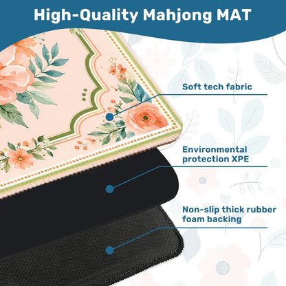 Poppy And Jade Soft Watercolor Mahjong Mat - Splash Of Mahj And Color Co.