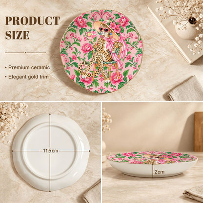 GrandMillenial Chic Leopard Round Scalloped Ceramic Mahjong Dice Tray - Splash Of Mahj And Color Co.