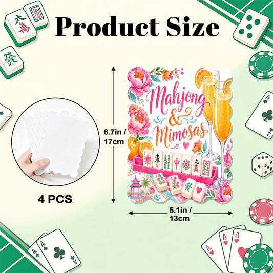 Mahjong And Mimosas Scalloped Mahjong Shuffler Cards  Set of 4