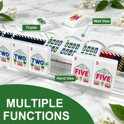 Mad About Plaid Extended Mahjong Rack Set of 4 Scalloped Magnetic Tile Pusher 20' - Splash Of Mahj And Color Co.