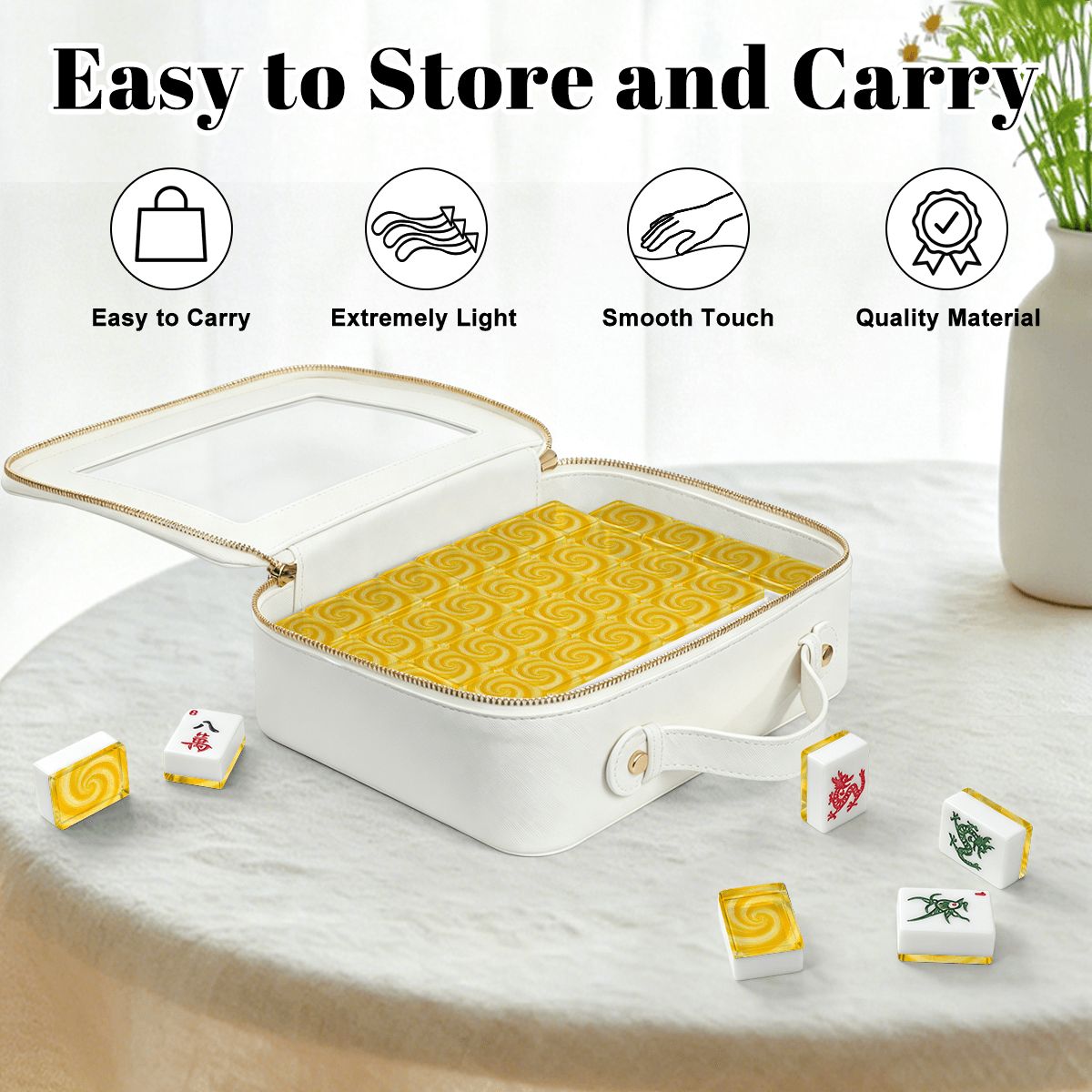 Let The Sunshine In Yellow American Mahjong Tiles And Carry Case - Splash Of Mahj And Color Co.