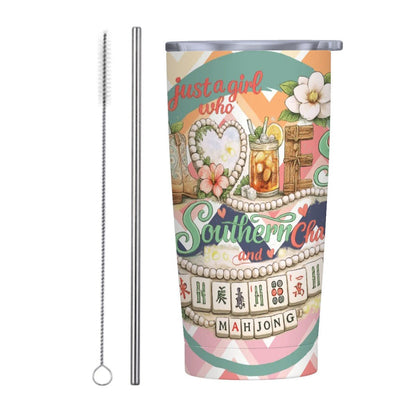 Just A Girl Who Loves Southern Charm And Mahjong Stainless Steel Insulated Tumbler - Splash of Color Co.
