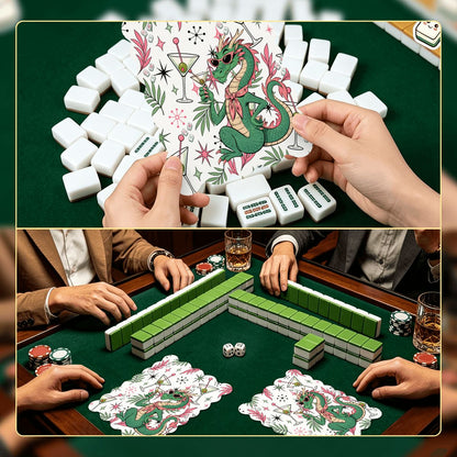 Dragon Tales Scalloped Mahjong Shuffler Cards Set of 4 - Splash Of Mahj And Color Co.