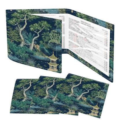 Asian Zen Garden Chinoiserie Blue, Green Designed 4 Mahjong Card Holder with Line Finder - Splash of Color Co.